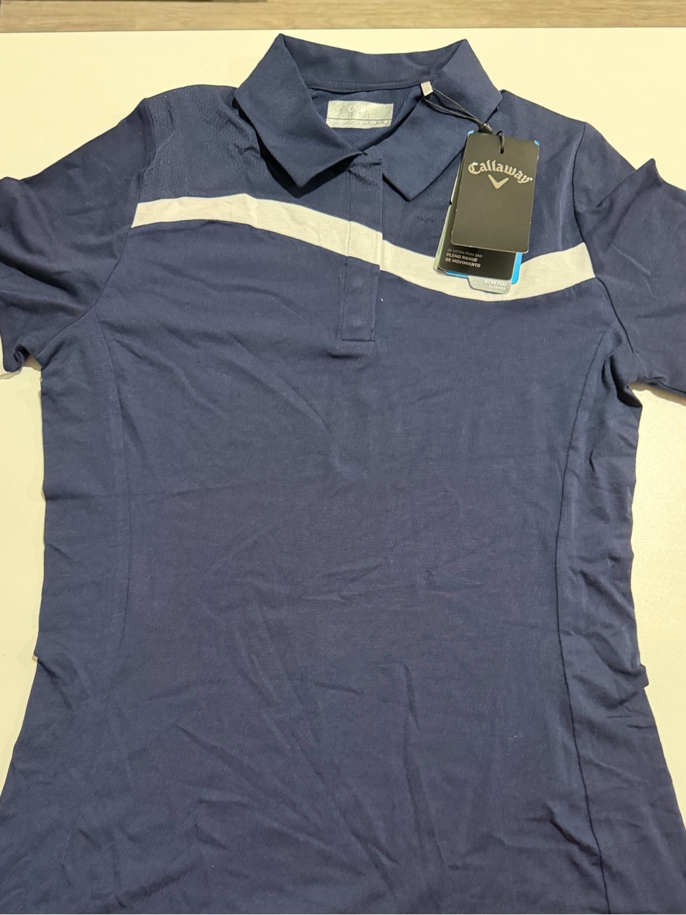 Callaway Navy Short Sleeve Polo with White Stripe